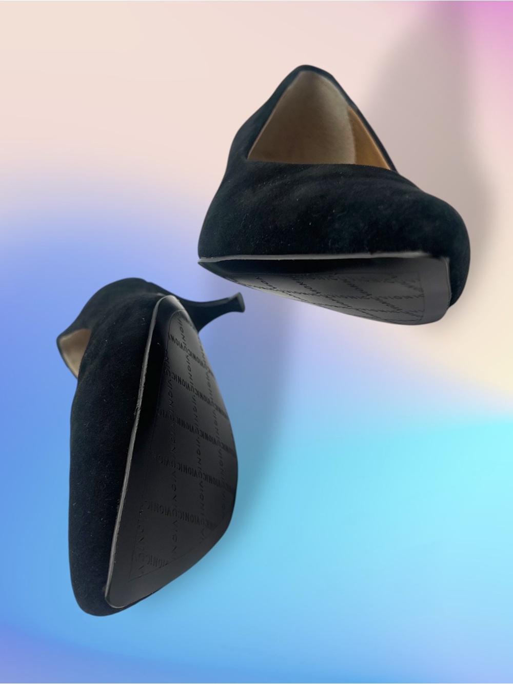 Vionic Josie Black Suede Pointed Toe Kitten Heel Pump Orthotic Comfort Size 6.5 - Picture 9 of 14